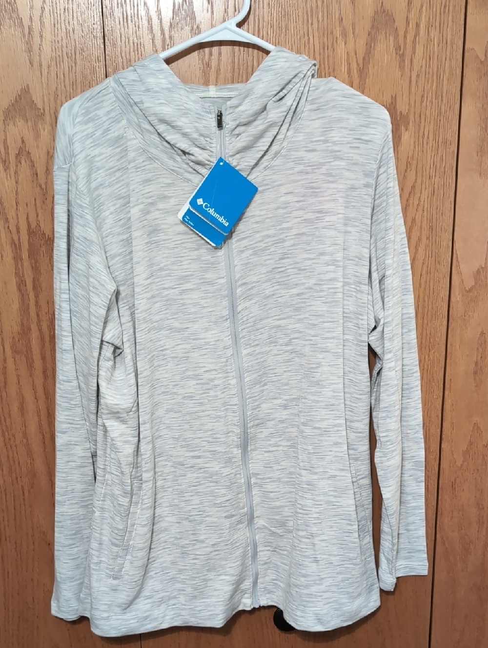 Columbia Light Heathered Cream Full-Zip Hooded Jacket